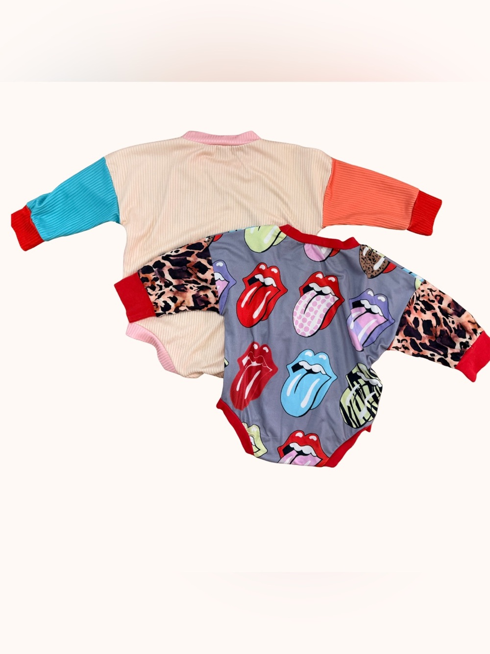 Playful Multicolor Graphic Tongue Print Baby One-Piece Bodysuit